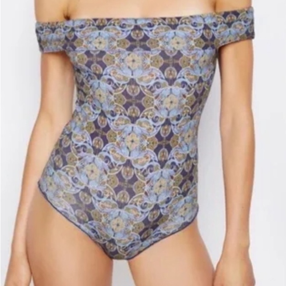 Free People intimately Off-Shoulder Patterned Bodysuit